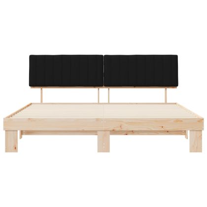 Леглова рамка с тапицирана гръбна част Черно 200 x 200 cm