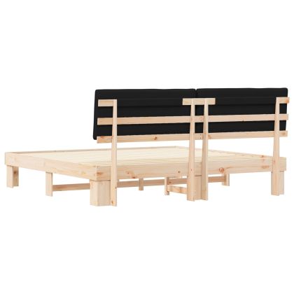 Леглова рамка с тапицирана гръбна част Черно 200 x 200 cm