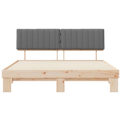 Леглова рамка с тапицирана гръбна част Светлосиво 180 x 200 cm