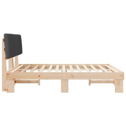 Леглова рамка с тапицирана гръбна част Тъмен сив 180 x 200 cm