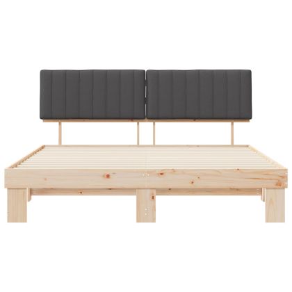 Леглова рамка с тапицирана гръбна част Тъмен сив 180 x 200 cm