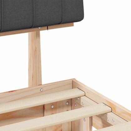 Леглова рамка с тапицирана гръбна част Тъмен сив 180 x 200 cm