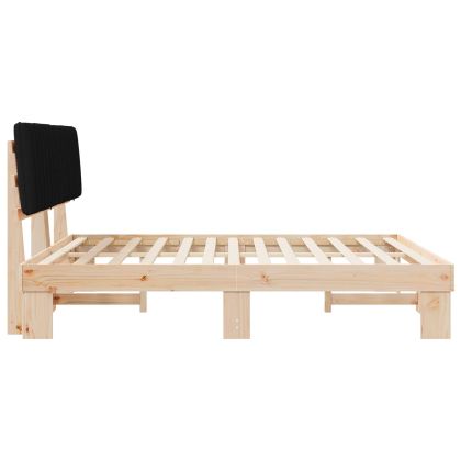 Леглова рамка с тапицирана гръбна част Черно 180 x 200 cm