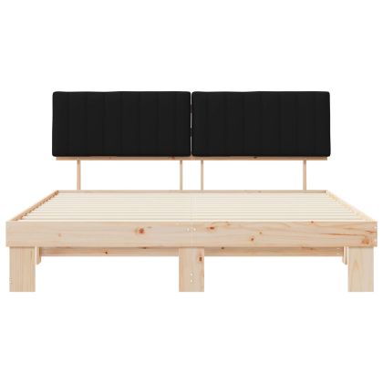 Леглова рамка с тапицирана гръбна част Черно 180 x 200 cm