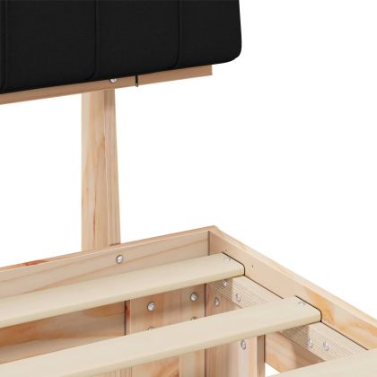 Леглова рамка с тапицирана гръбна част Черно 180 x 200 cm