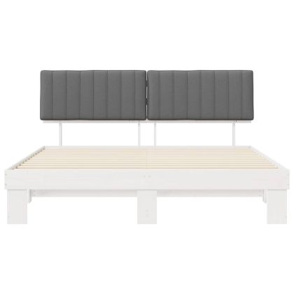 Леглова рамка с тапицирана гръбна част Светлосиво 180 x 200 cm