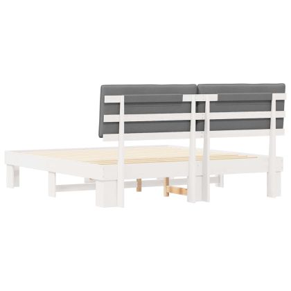 Леглова рамка с тапицирана гръбна част Светлосиво 180 x 200 cm