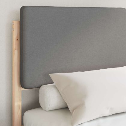 Леглова рамка с тапицирана гръбна част Светлосиво 140 x 200 cm