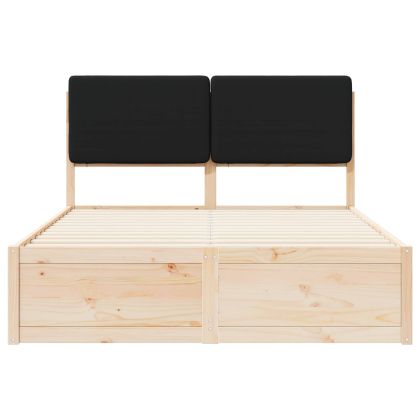 Леглова рамка с тапицирана гръбна част Черно 140 x 200 cm