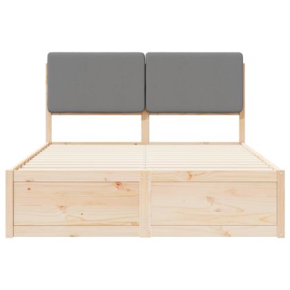 Леглова рамка с тапицирана гръбна част Светлосиво 135 x 190 cm