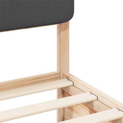 Леглова рамка с тапицирана гръбна част Тъмен сив 135 x 190 cm