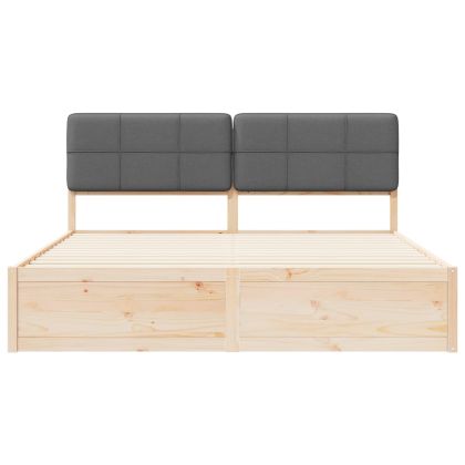 Леглова рамка с тапицирана гръбна част Тъмен сив 180 x 200 cm