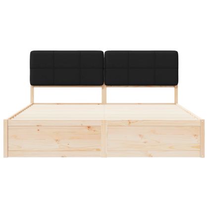 Леглова рамка с тапицирана гръбна част Черно 180 x 200 cm