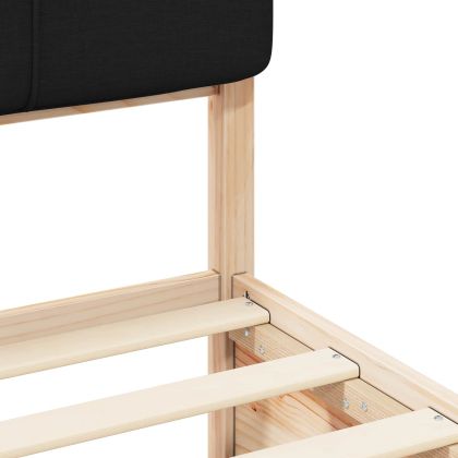 Леглова рамка с тапицирана гръбна част Черно 180 x 200 cm