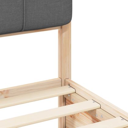 Леглова рамка с тапицирана гръбна част Тъмен сив 140 x 200 cm