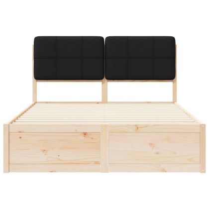 Леглова рамка с тапицирана гръбна част Черно 140 x 190 cm