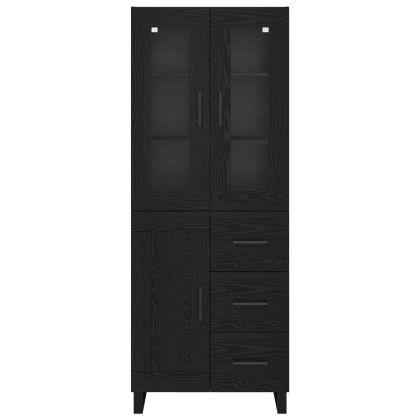 Висок шкаф 2 pcs Черния дъб Инженерна дървесина и стъкло