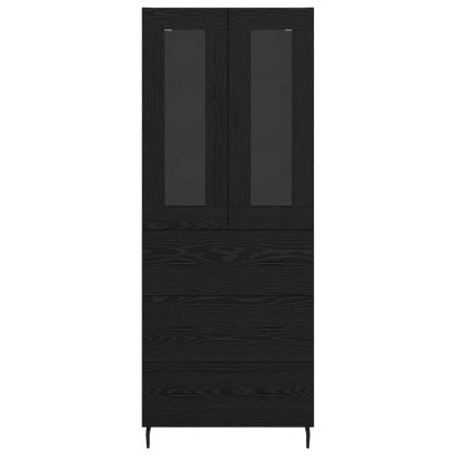 Висок шкаф 2 pcs Черния дъб Инженерна дървесина и стъкло