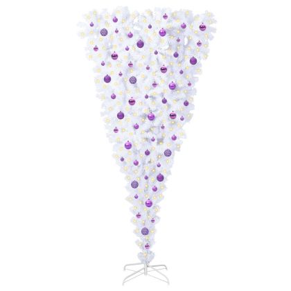 С изкуствено коледно дърво с поставка Бяло 210 cm PVC и стомана