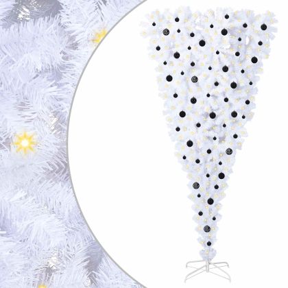 С изкуствено коледно дърво с поставка Бяло 240 cm PVC и стомана