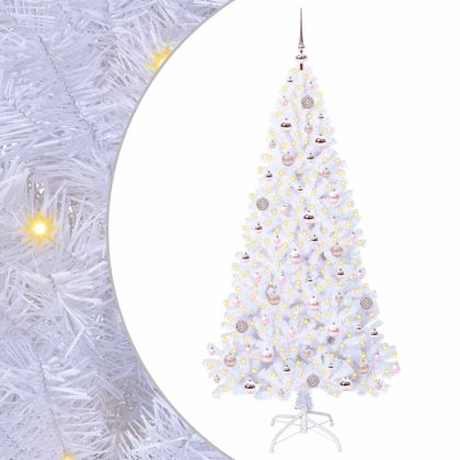 С изкуствено коледно дърво с поставка Бяло 180 cm PVC и стомана
