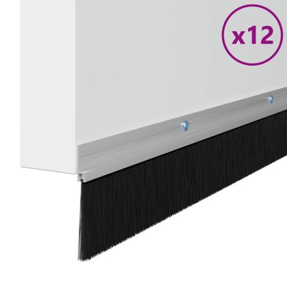 Запечатващи четки за врата с винтово закрепване 12 pcs Сребрист