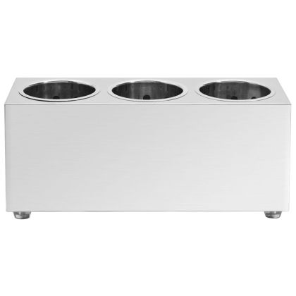 Държач за прибори за хранене, 3 решетки, правоъгълен, инокс