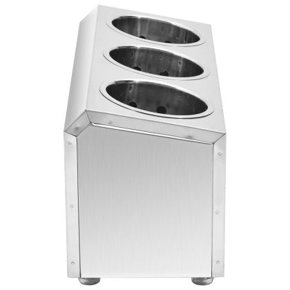 Държач за прибори за хранене, 3 решетки, правоъгълен, инокс