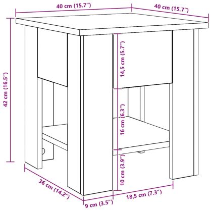Кафе маса, дъб артизан, 40x40x42 см, инженерно дърво