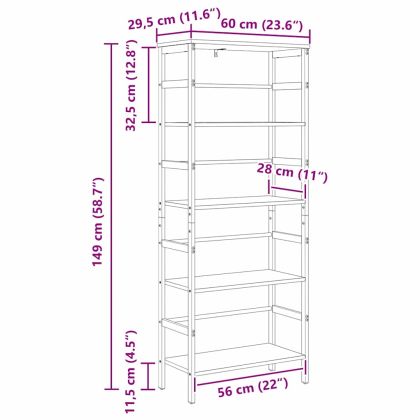 Рафт за книги Черния дъб 60 х 29,5 х 149 см Инженерно дърво