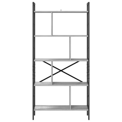 Рафт за книги Сив Сонома 75 x 30 x 156 см Инженерно дърво