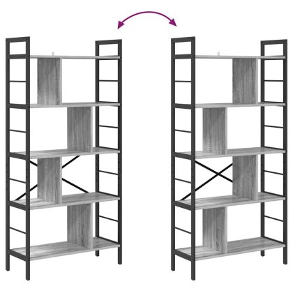 Рафт за книги Сив Сонома 75 x 30 x 156 см Инженерно дърво