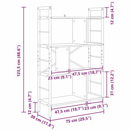 Рафт за книги Черния дъб 75 x 30 x 123,5 см Инженерно дърво