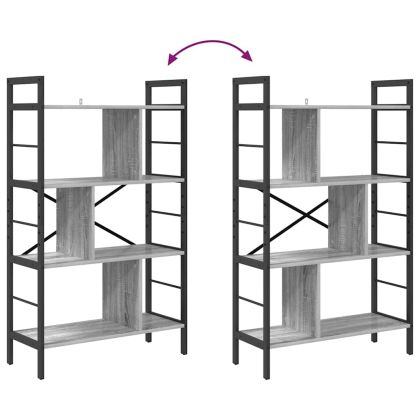 Рафт за книги Сив Сонома 75 x 30 x 123,5 см Инженерно дърво