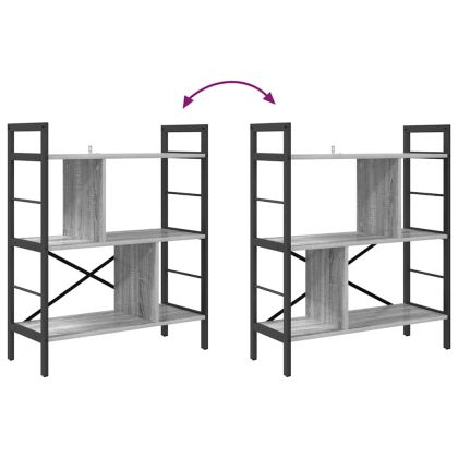 Рафт за книги Сив Сонома 75 x 30 x 91 см Инженерно дърво