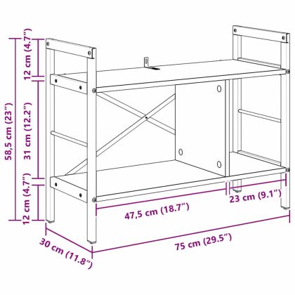 Рафт за книги Дъб 75 x 30 x 58,5 см Инженерно дърво