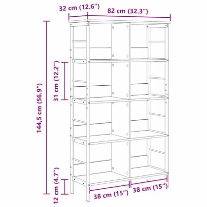 Рафт за книги Сив Сонома 82 x 32 x 144,5 см Инженерно дърво