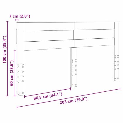 Облегалка за глава Циментено сиво 200 cm Инженерно дърво