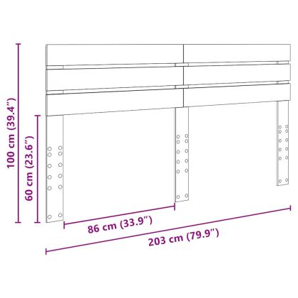 Облегалка за глава с таблото Бяло 200 cm Инженерно дърво