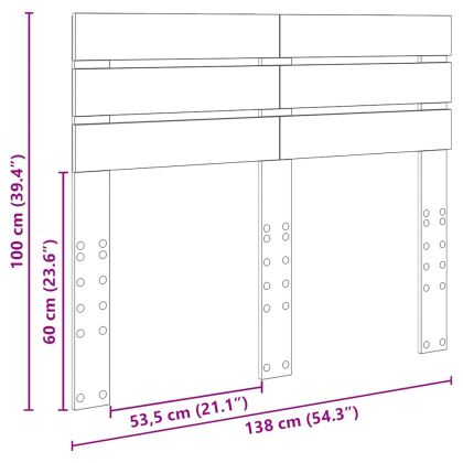Облегалка за глава с таблото Сив Сонома 135 cm Инженерно дърво