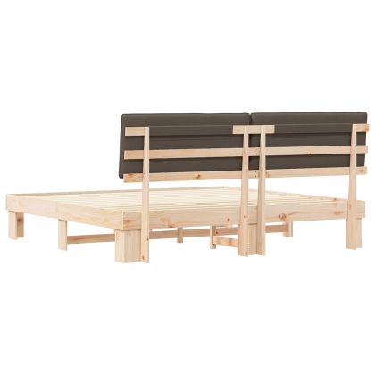 Леглова рамка с тапицирана гръбна част Таупе 200 x 200 cm