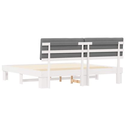 Леглова рамка с тапицирана гръбна част Светлосиво 200 x 200 cm