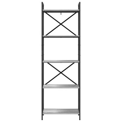 Рафт за книги Сив Сонома 56 x 34 x 171 см Инженерно дърво