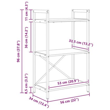Рафт за книги Черния дъб 56 x 34 x 96 см Инженерно дърво
