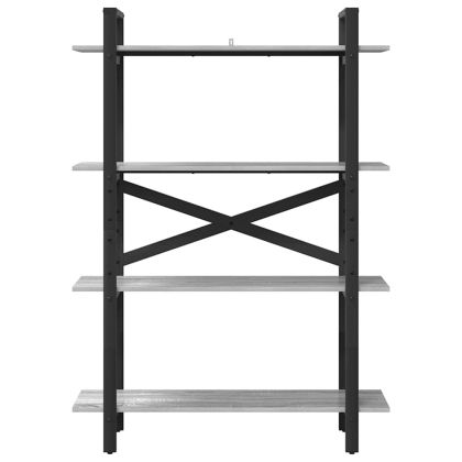 Рафт за книги Сив Сонома 100 x 33,5 x 140 см Инженерно дърво