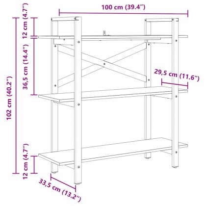 Рафт за книги Димян дъб 100 x 33,5 x 102 см Инженерно дърво
