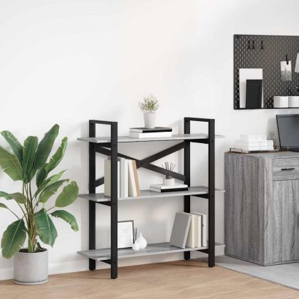 Рафт за книги Сив Сонома 100 x 33,5 x 102 см Инженерно дърво