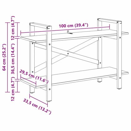 Рафт за книги Дъб 100 x 33,5 x 64 см Инженерно дърво