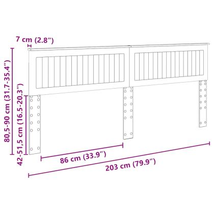 Облегалка за глава с таблото Бяло 200 cm Инженерно дърво