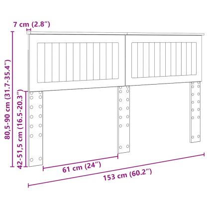 Облегалка за глава с таблото Бяло 150 cm Инженерно дърво